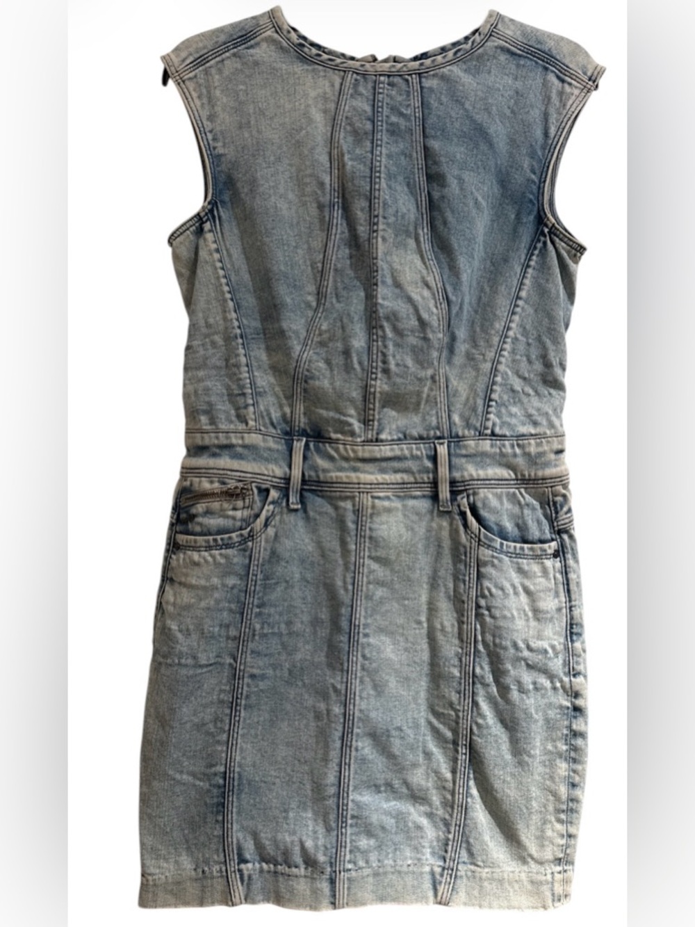 G Star Raw Lynn Jet Slim sleeveless Denim Jean zip back Dress Light Wash